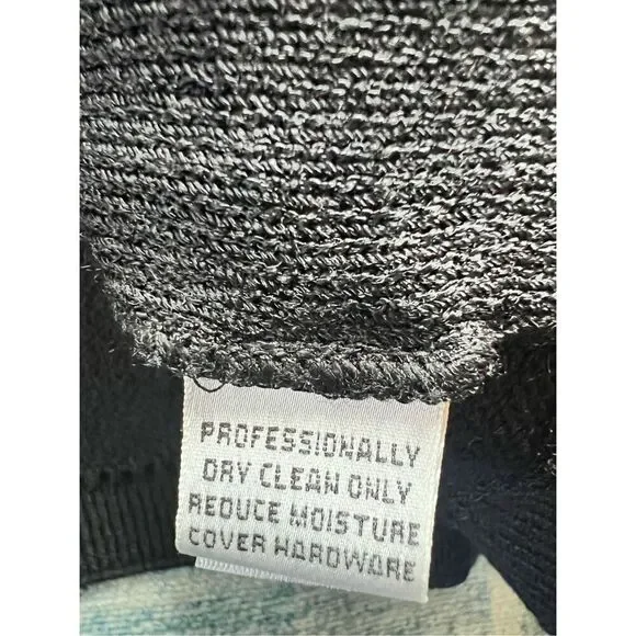 Vintage St John Black Santana Knit Zip Front High Braid Collar Blazer Women's 12